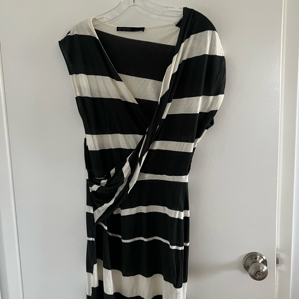 AllSainta Drape Dress Striped